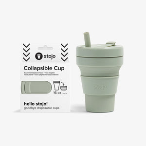 Zusammenklappbarer Reisebecher – zusammengeklappte Verpackung 473 ml